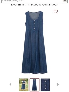 Vermont Country Store Pintuck Denim Jumper
